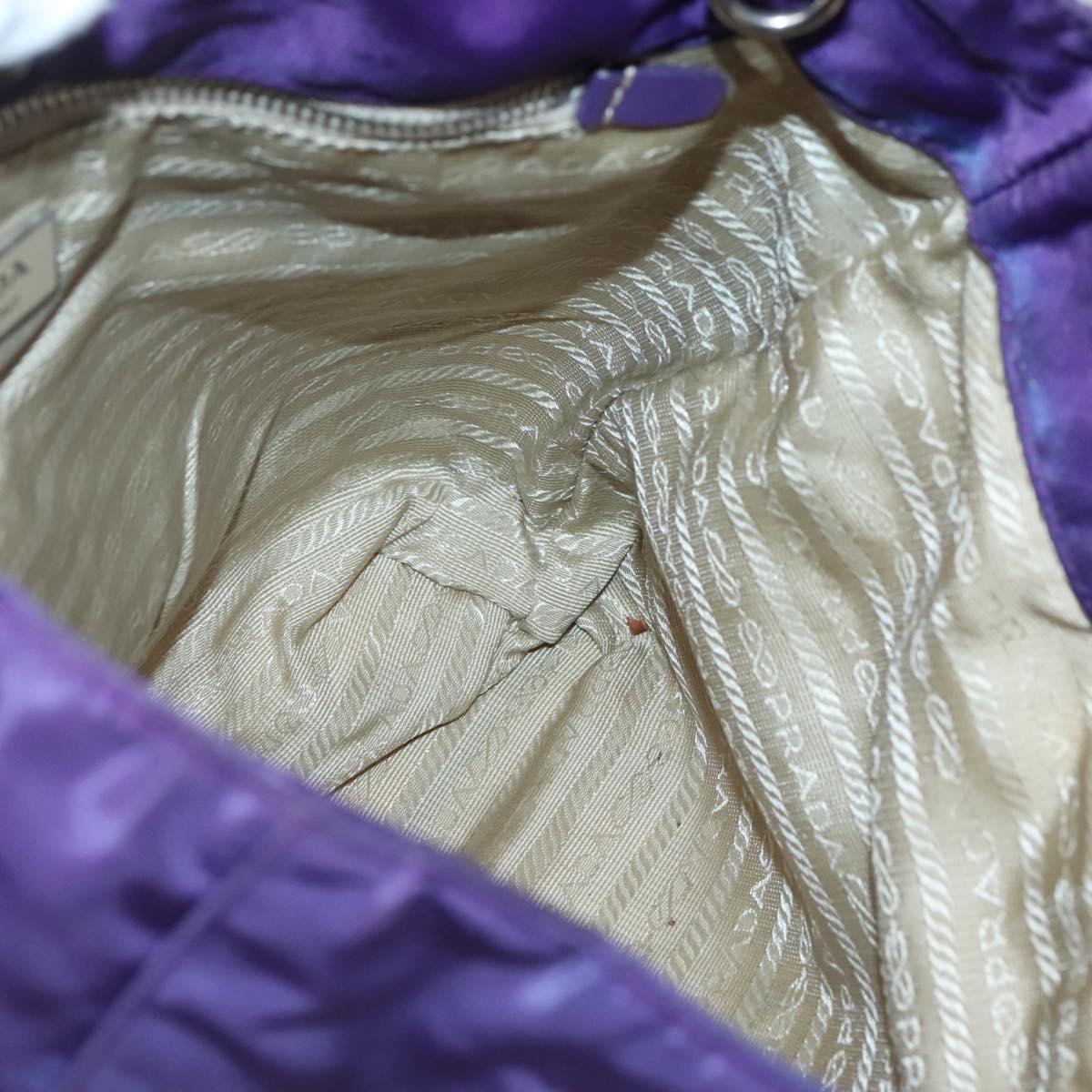 PRADA Tote Bag Nylon Purple Silver Auth BA4659