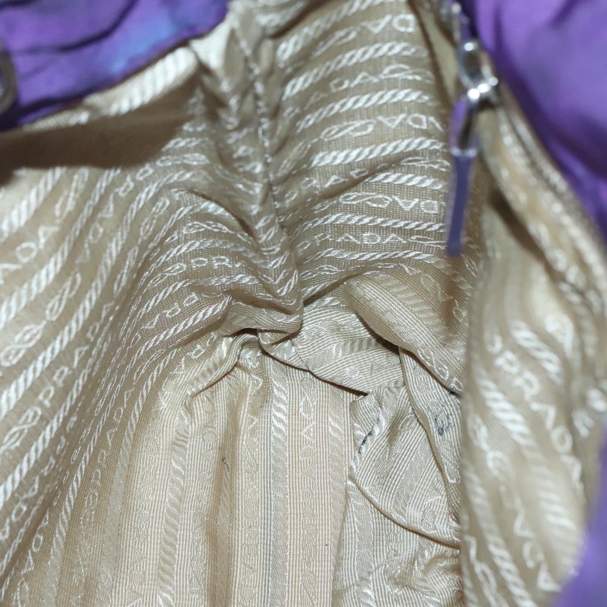 PRADA Tote Bag Nylon Purple Silver Auth BA4659