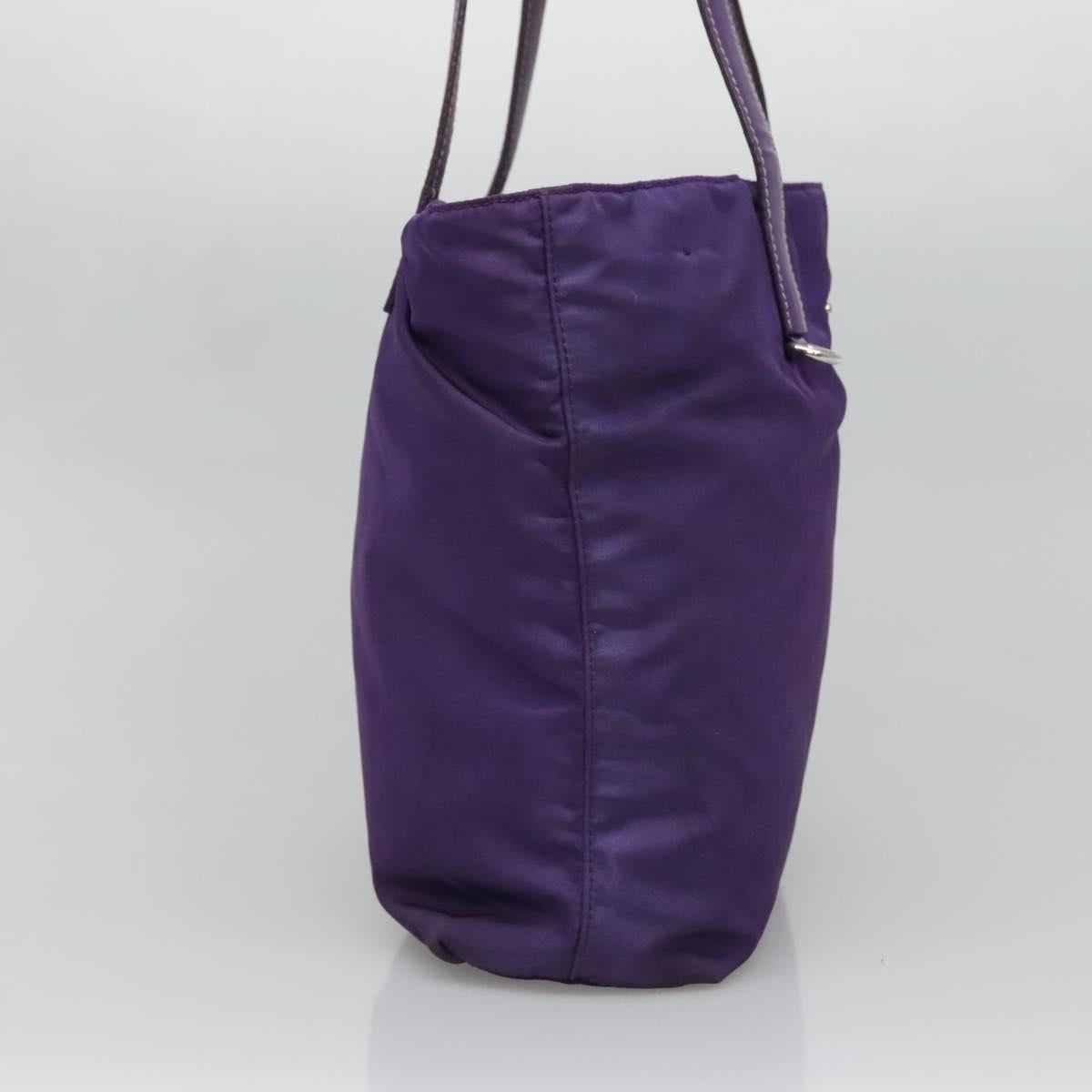 PRADA Tote Bag Nylon Purple Silver Auth BA4659