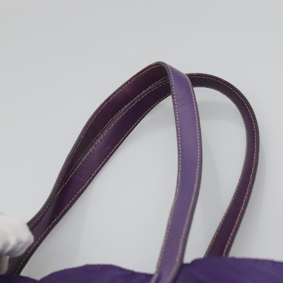 PRADA Tote Bag Nylon Purple Silver Auth BA4659