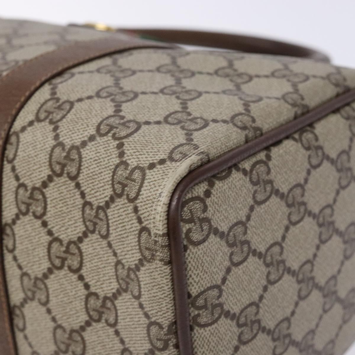 GUCCI GG Supreme Web Sherry Line Hand Bag PVC Beige Gold 40 02 007 Auth BA4667
