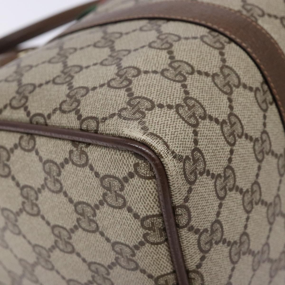 GUCCI GG Supreme Web Sherry Line Hand Bag PVC Beige Gold 40 02 007 Auth BA4667