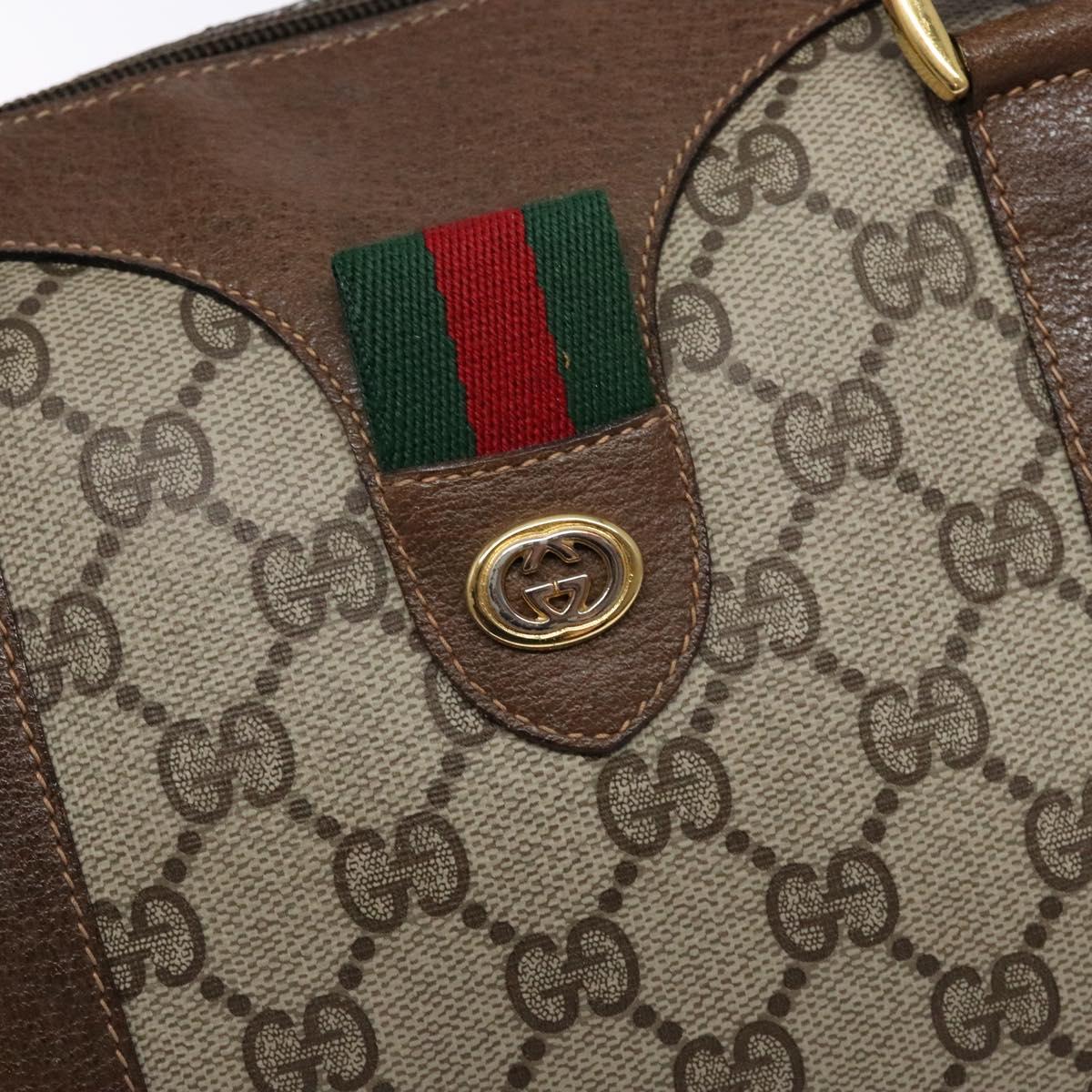 GUCCI GG Supreme Web Sherry Line Hand Bag PVC Beige Gold 40 02 007 Auth BA4667