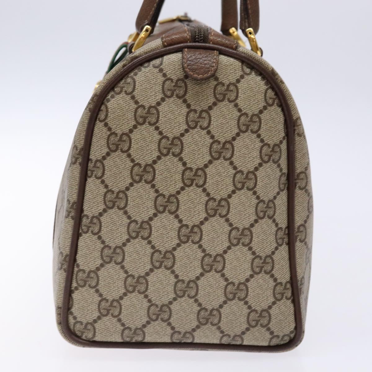 GUCCI GG Supreme Web Sherry Line Hand Bag PVC Beige Gold 40 02 007 Auth BA4667