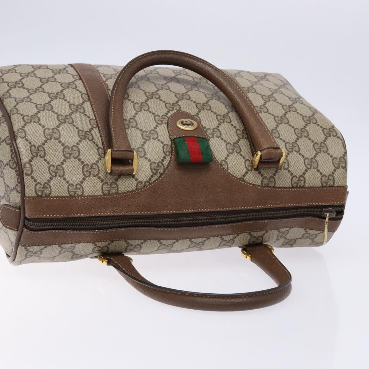 GUCCI GG Supreme Web Sherry Line Hand Bag PVC Beige Gold 40 02 007 Auth BA4667