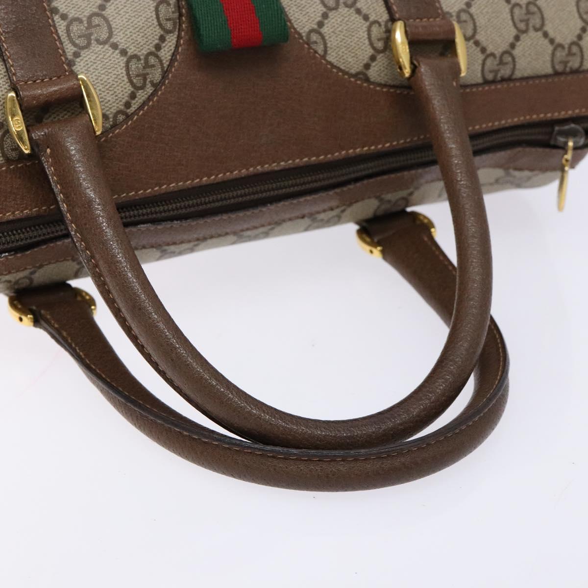 GUCCI GG Supreme Web Sherry Line Hand Bag PVC Beige Gold 40 02 007 Auth BA4667