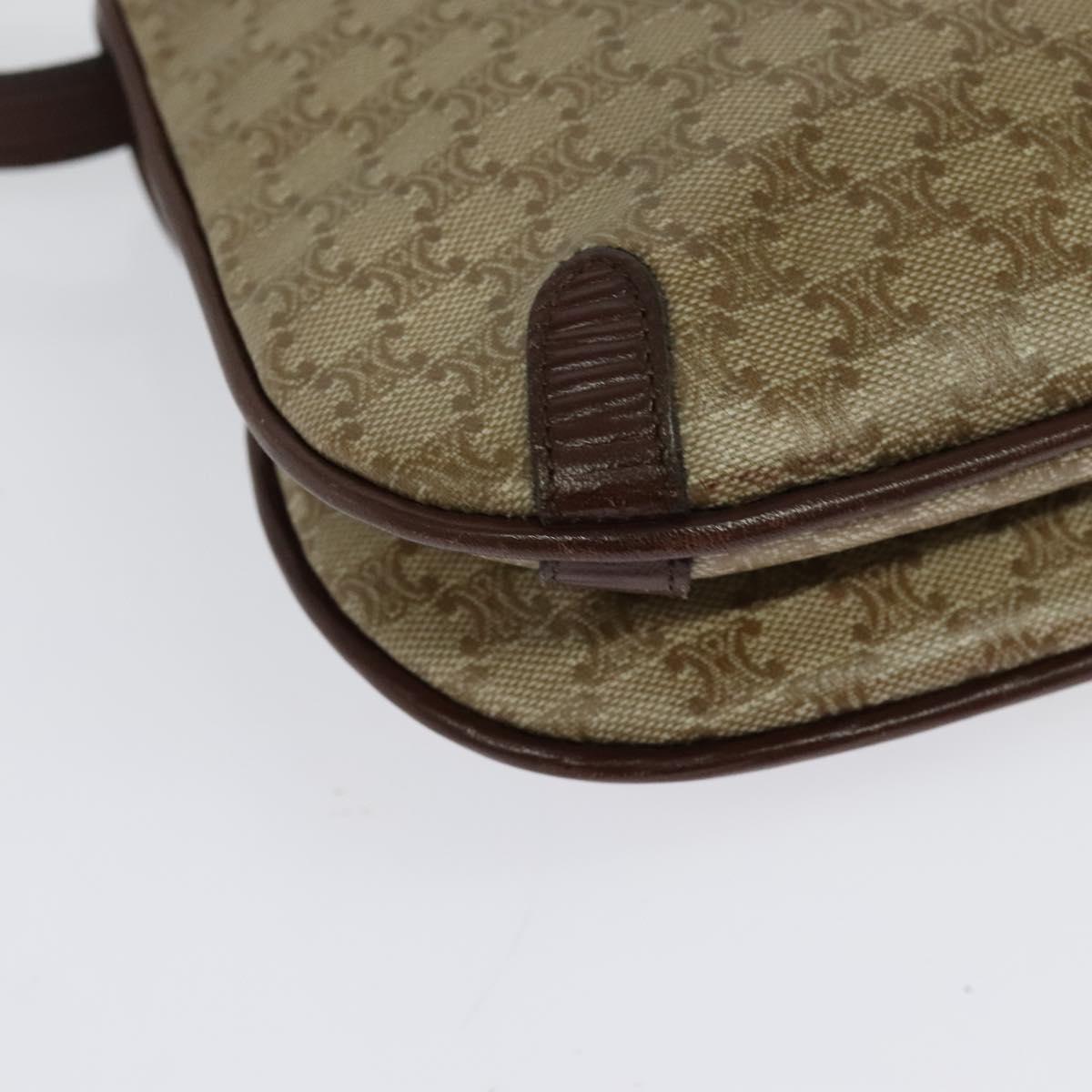 CELINE Macadam Canvas Shoulder Bag Beige Gold Auth BA4671
