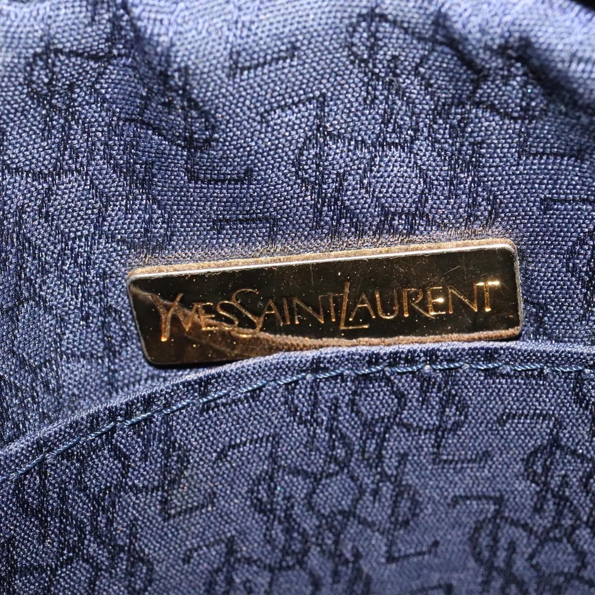 SAINT LAURENT Shoulder Bag Leather White Gold Auth BA4681