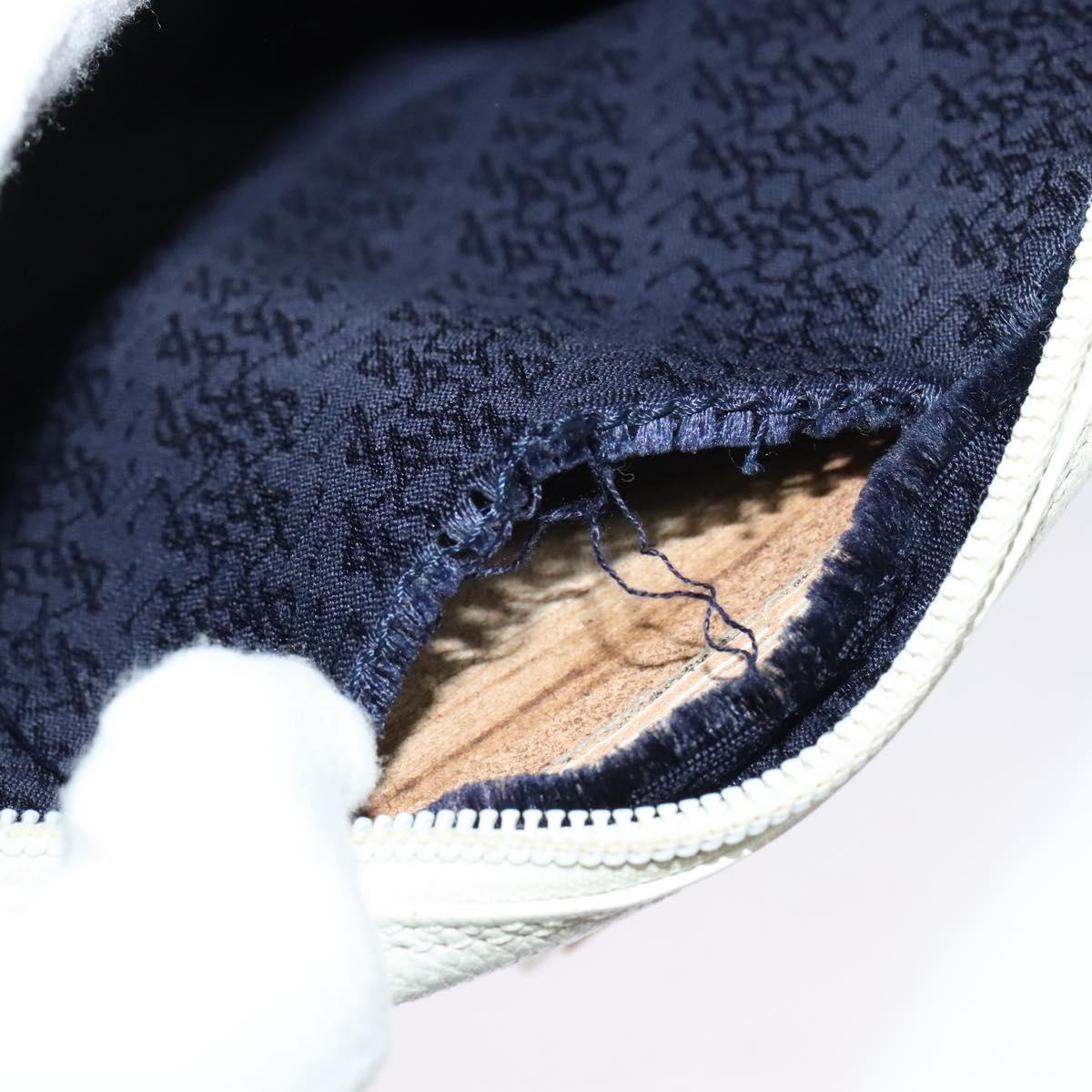 SAINT LAURENT Shoulder Bag Leather White Gold Auth BA4681