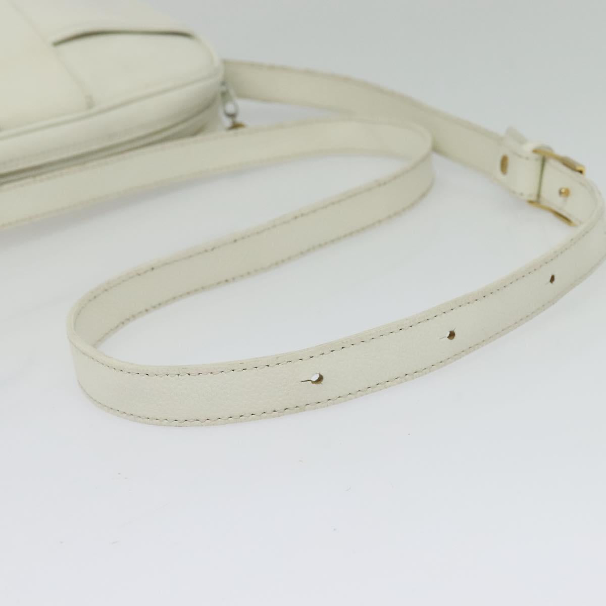 SAINT LAURENT Shoulder Bag Leather White Gold Auth BA4681