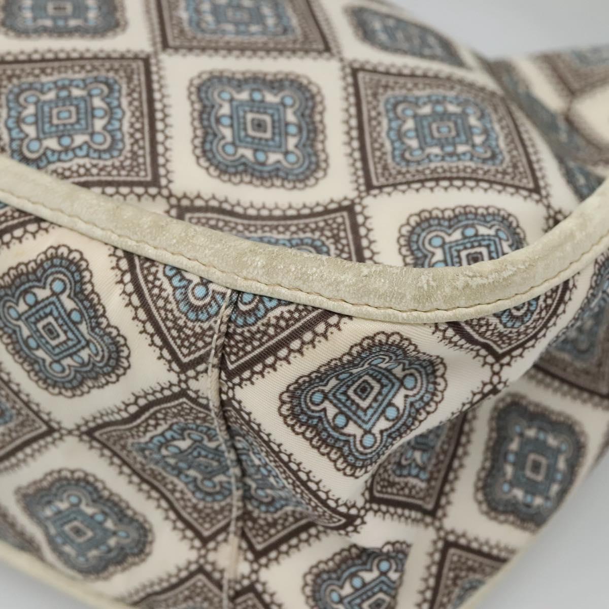 PRADA Shoulder Bag Nylon Beige Silver Auth BA4686