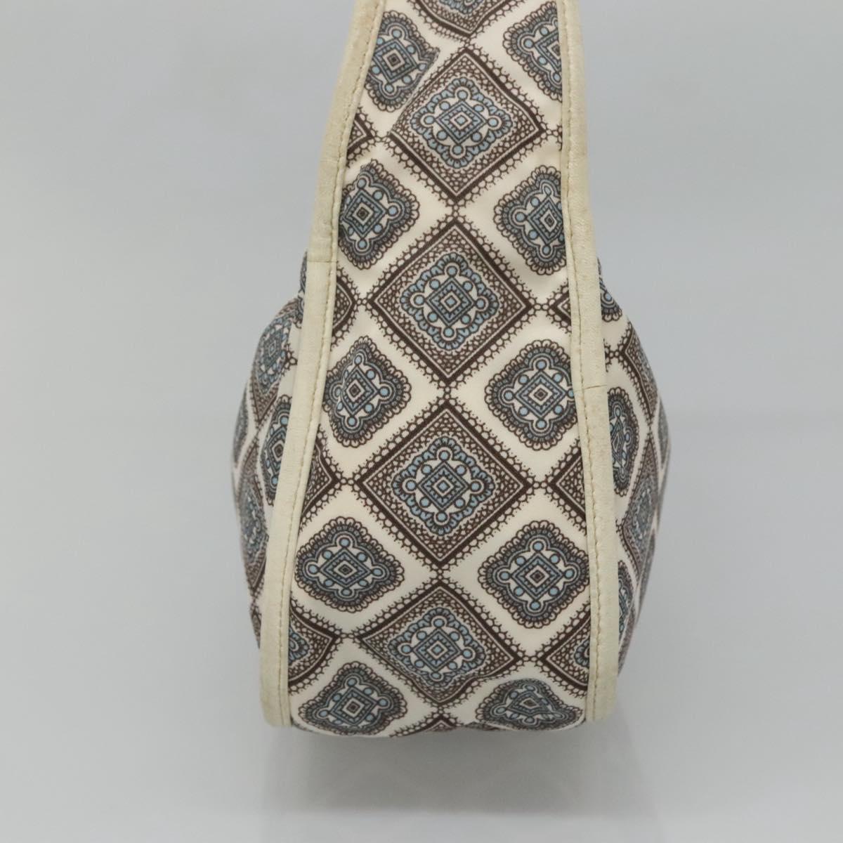 PRADA Shoulder Bag Nylon Beige Silver Auth BA4686