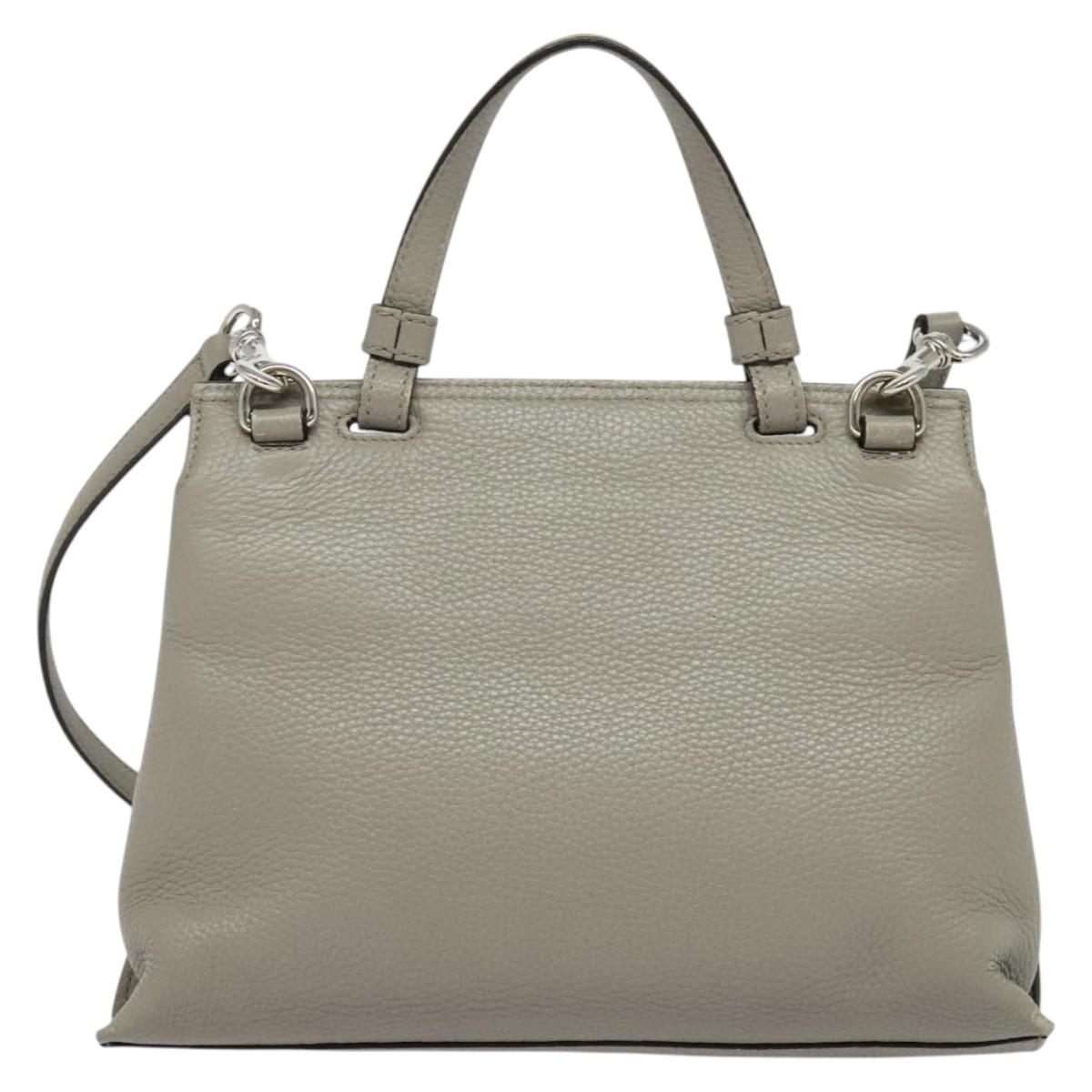 GUCCI Bamboo Daily Hand Bag Leather 2way Gray Silver 370831 Auth BA4687