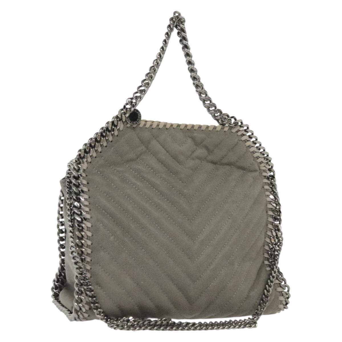 Stella MacCartney Falabella Chain Hand Bag Suede 2way Gray Silver Auth BA4688