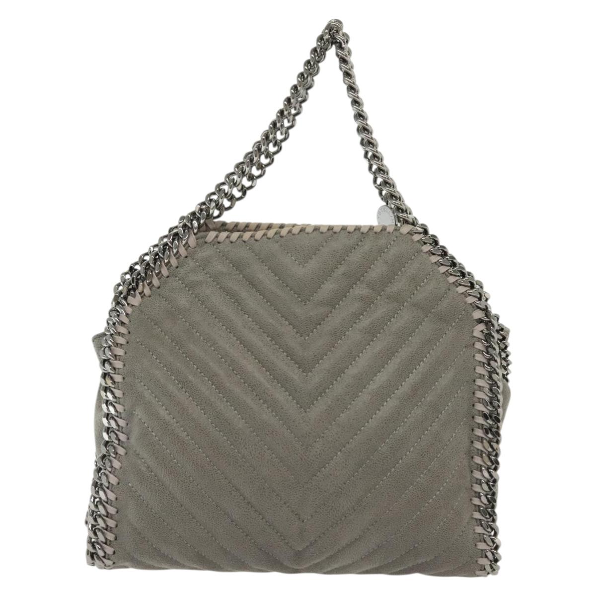 Stella MacCartney Falabella Chain Hand Bag Suede 2way Gray Silver Auth BA4688