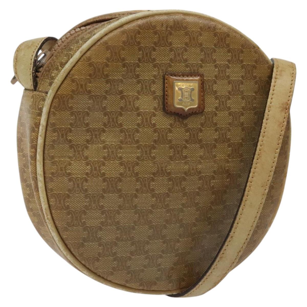 CELINE Macadam Canvas Shoulder Bag Brown Auth BA469