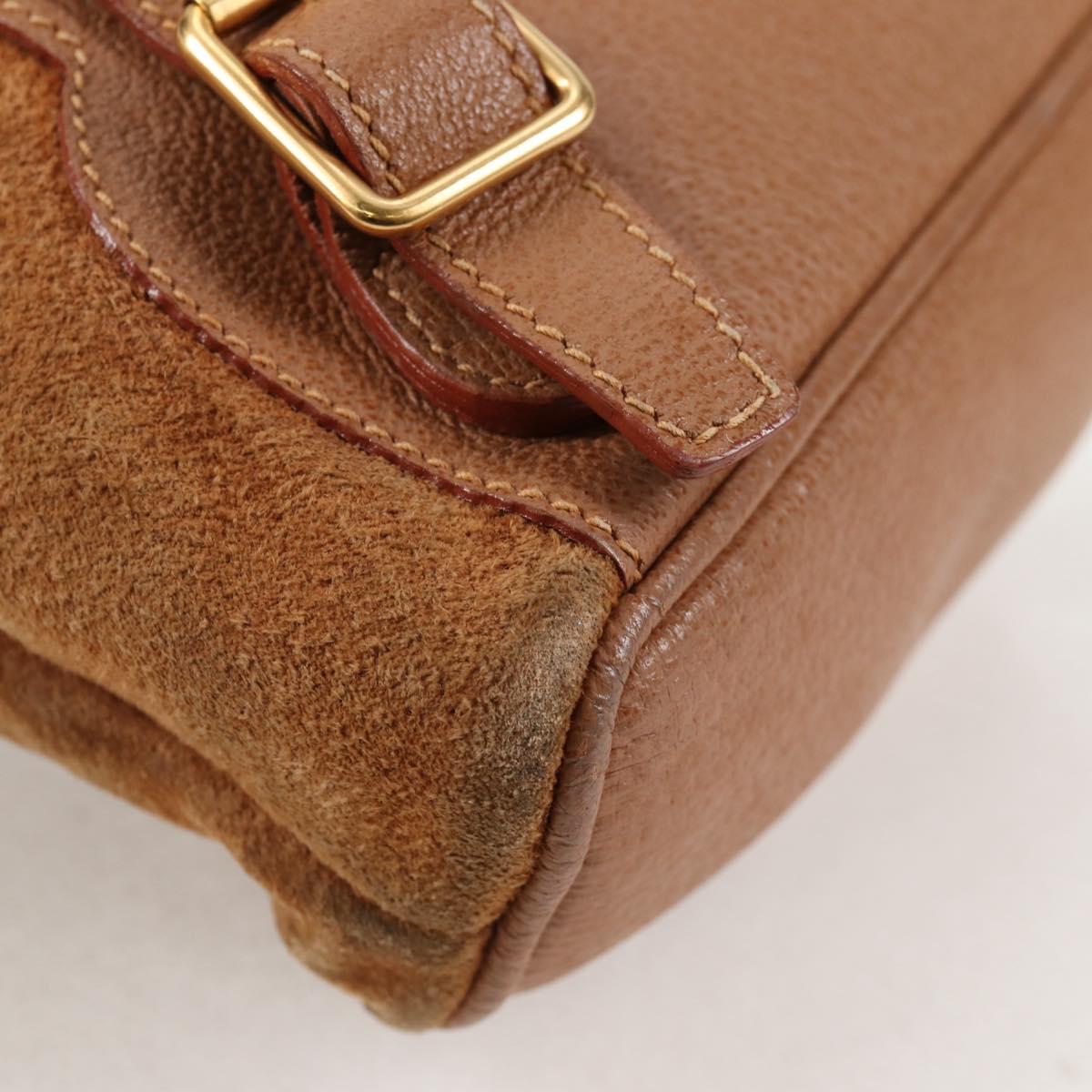 GUCCI Bamboo Backpack Suede Brown Gold 003 1705 0030 Auth BA4691