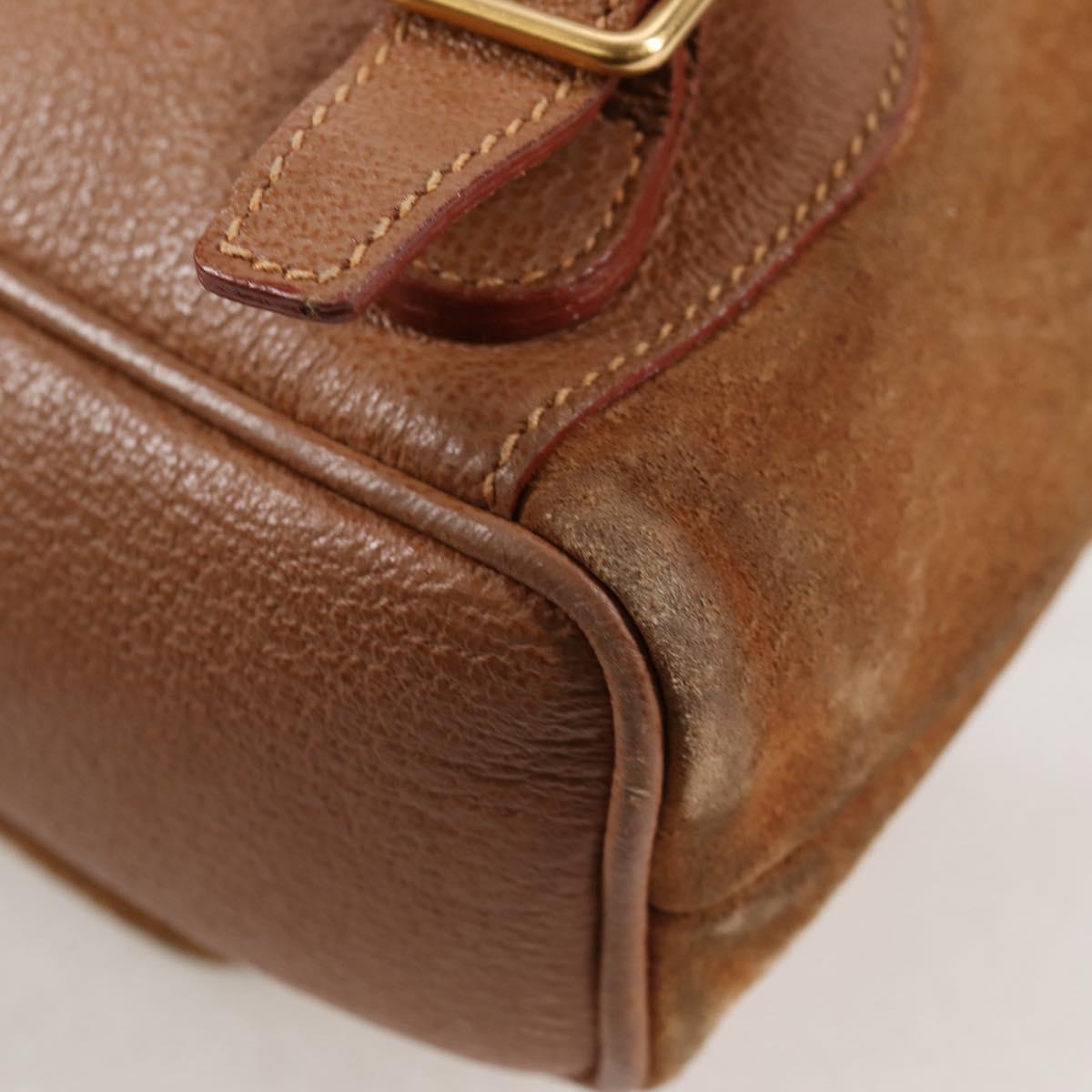 GUCCI Bamboo Backpack Suede Brown Gold 003 1705 0030 Auth BA4691