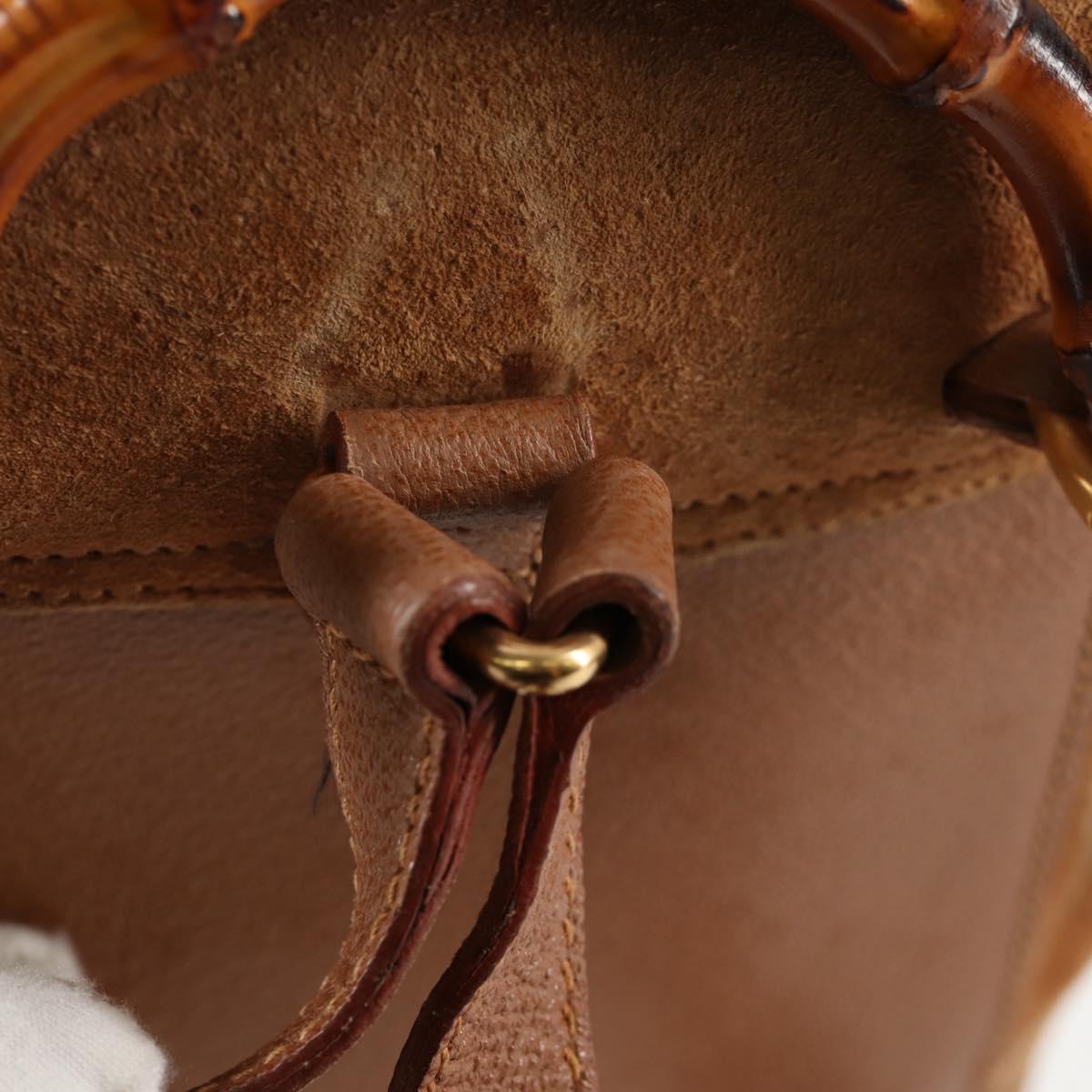 GUCCI Bamboo Backpack Suede Brown Gold 003 1705 0030 Auth BA4691
