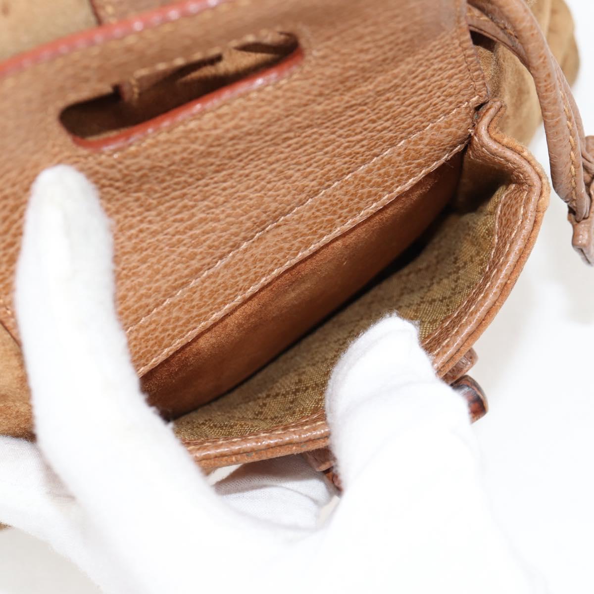 GUCCI Bamboo Backpack Suede Brown Gold 003 1705 0030 Auth BA4691