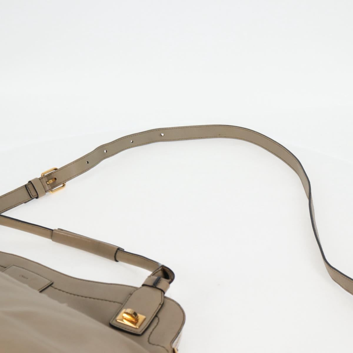 Chloe Margaret Hand Bag Leather 2way Gold olive Auth BA4692