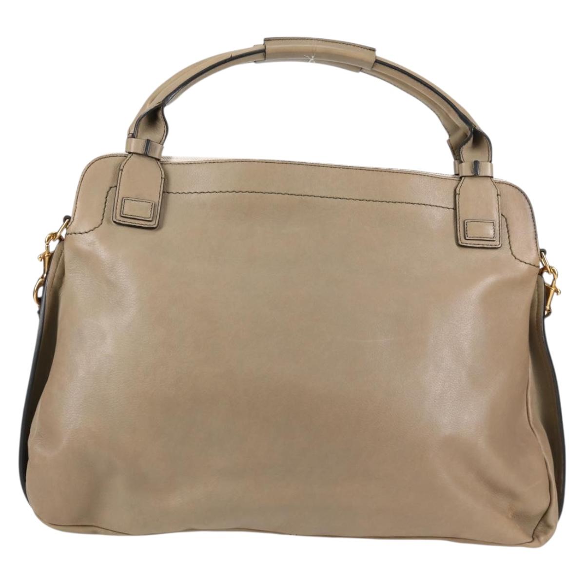 Chloe Margaret Hand Bag Leather 2way Gold olive Auth BA4692