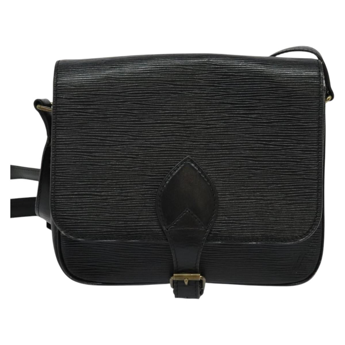 LOUIS VUITTON Epi Cartouchiere MM Shoulder Bag Black Noir M52242 LV Auth BA4693