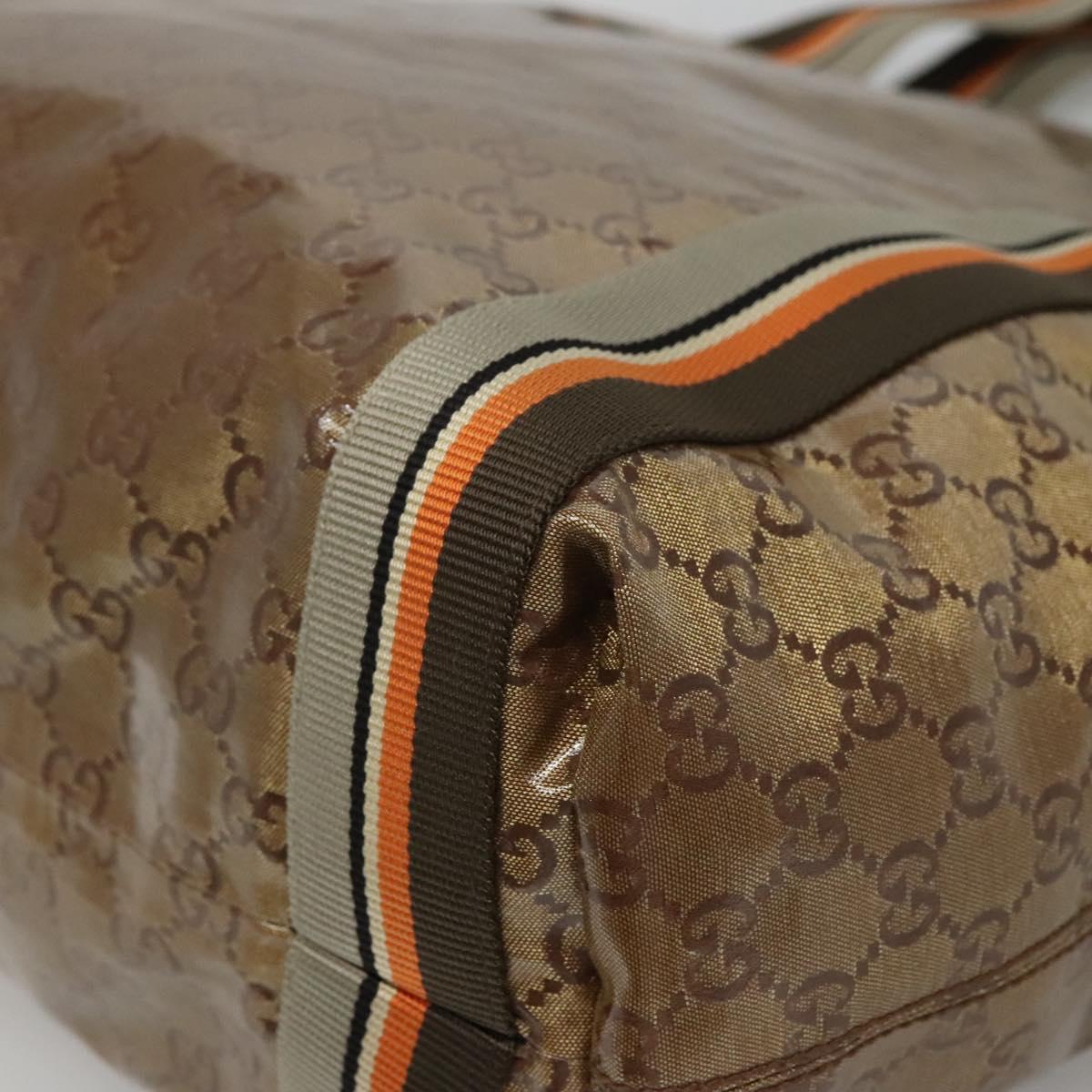 GUCCI GG Crystal Sherry Line Tote Bag Coated Canvas Brown 189669 Auth BA4700