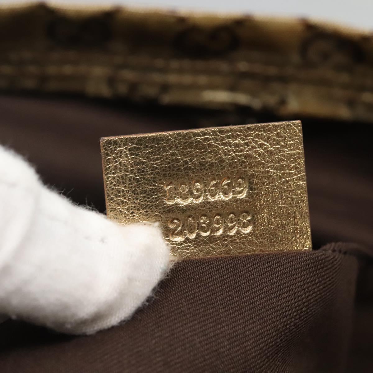 GUCCI GG Crystal Sherry Line Tote Bag Coated Canvas Brown 189669 Auth BA4700