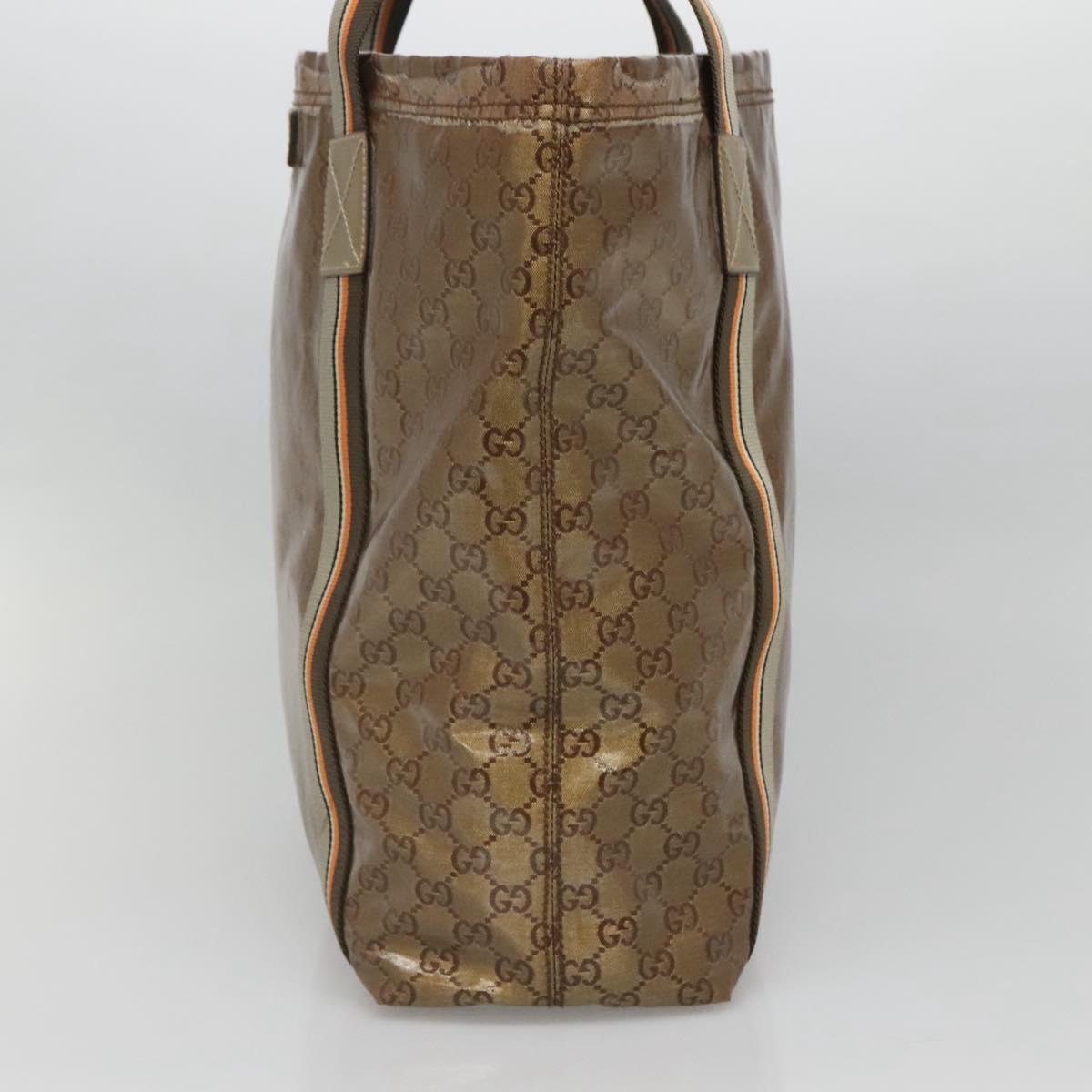 GUCCI GG Crystal Sherry Line Tote Bag Coated Canvas Brown 189669 Auth BA4700