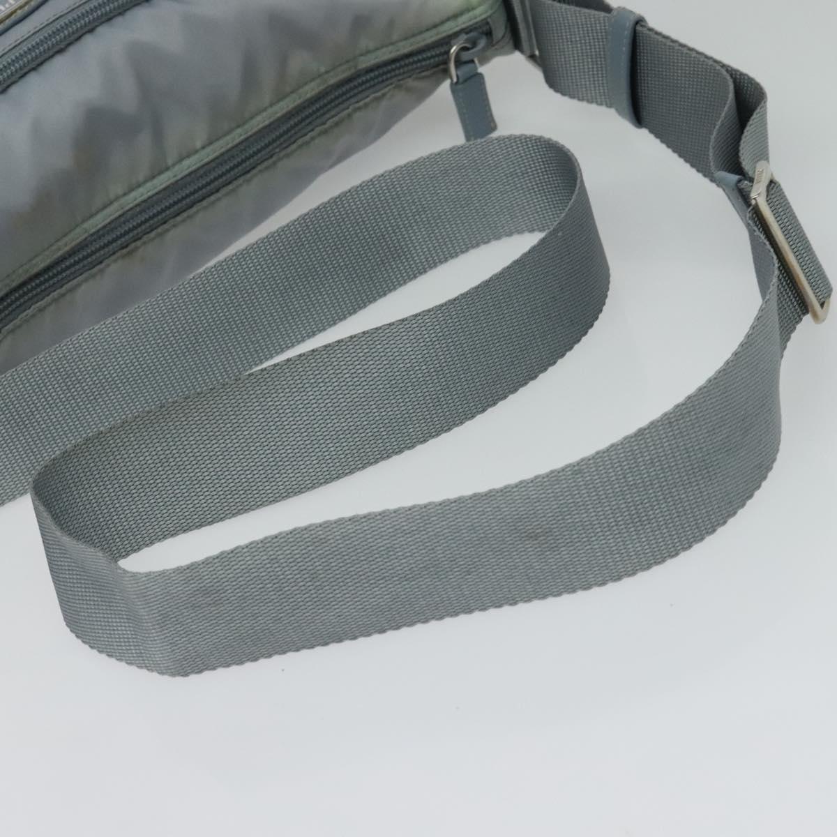 PRADA Shoulder Bag Nylon Light Blue Silver Auth BA4705