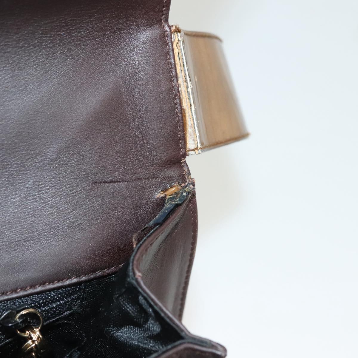 Salvatore Ferragamo Shoulder Bag Vinyl Brown Gold Auth BA4715