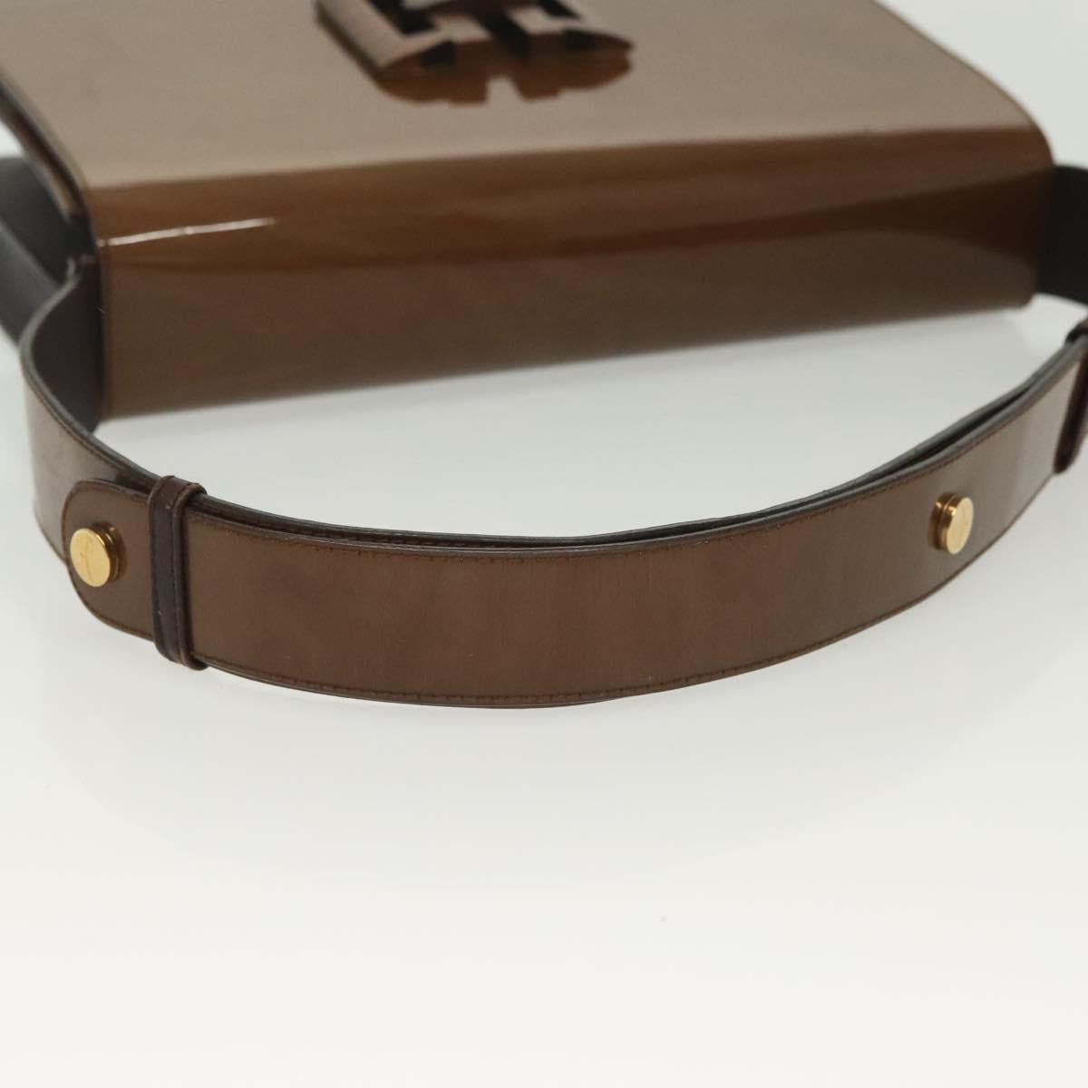 Salvatore Ferragamo Shoulder Bag Vinyl Brown Gold Auth BA4715