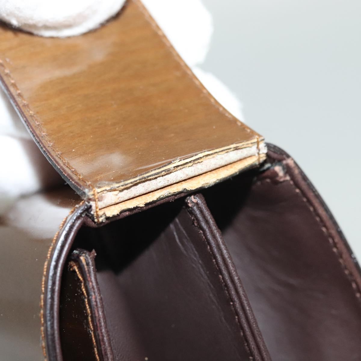 Salvatore Ferragamo Shoulder Bag Vinyl Brown Gold Auth BA4715