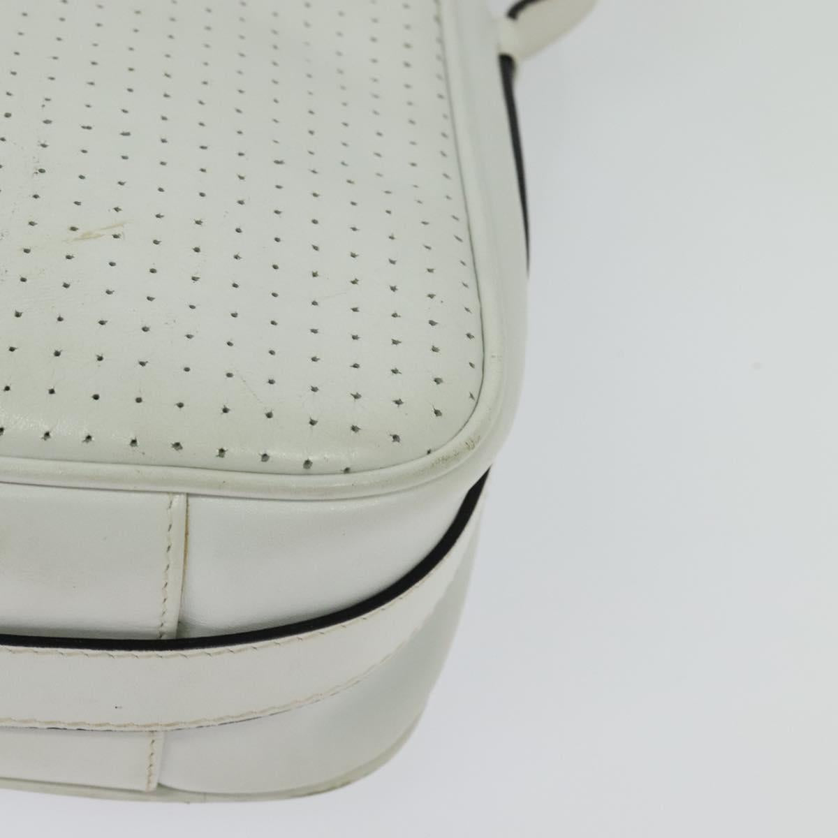 Salvatore Ferragamo Shoulder Bag Leather White Gold Auth BA4716