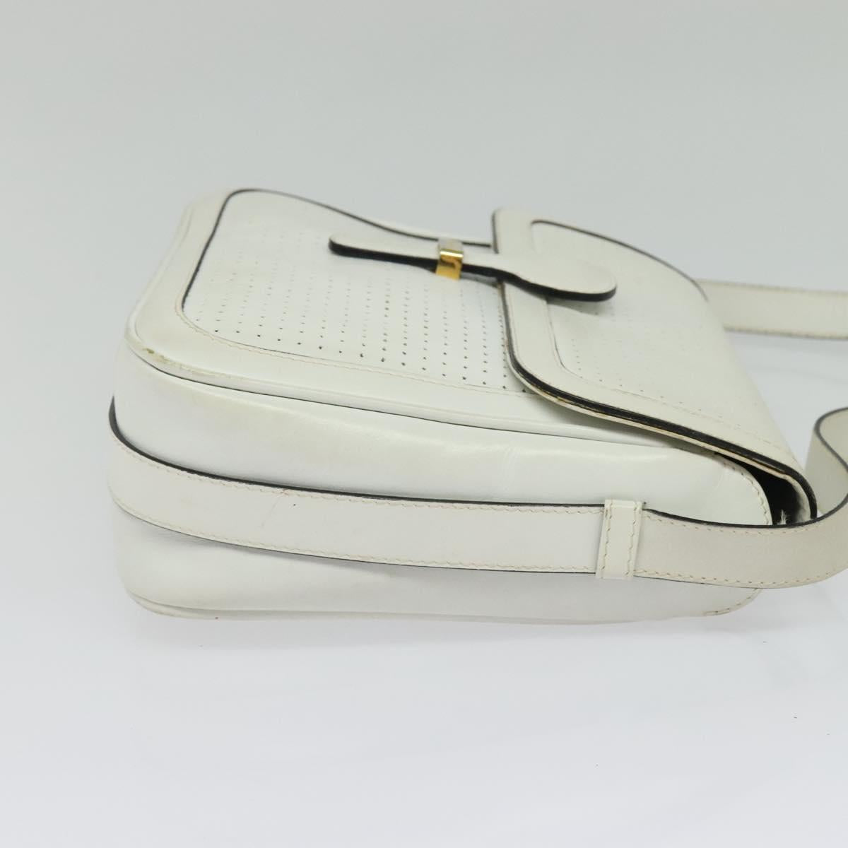 Salvatore Ferragamo Shoulder Bag Leather White Gold Auth BA4716
