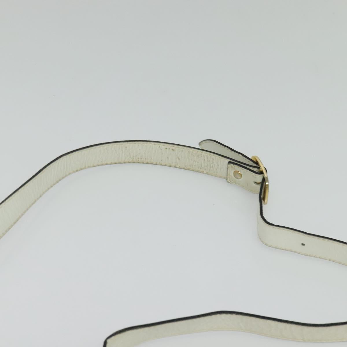 Salvatore Ferragamo Shoulder Bag Leather White Gold Auth BA4716