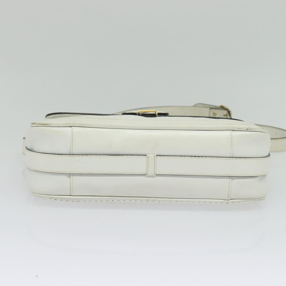 Salvatore Ferragamo Shoulder Bag Leather White Gold Auth BA4716