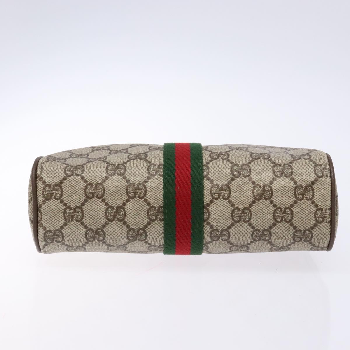 GUCCI GG Supreme Web Sherry Line Clutch Bag PVC Beige Gold Auth BA4726