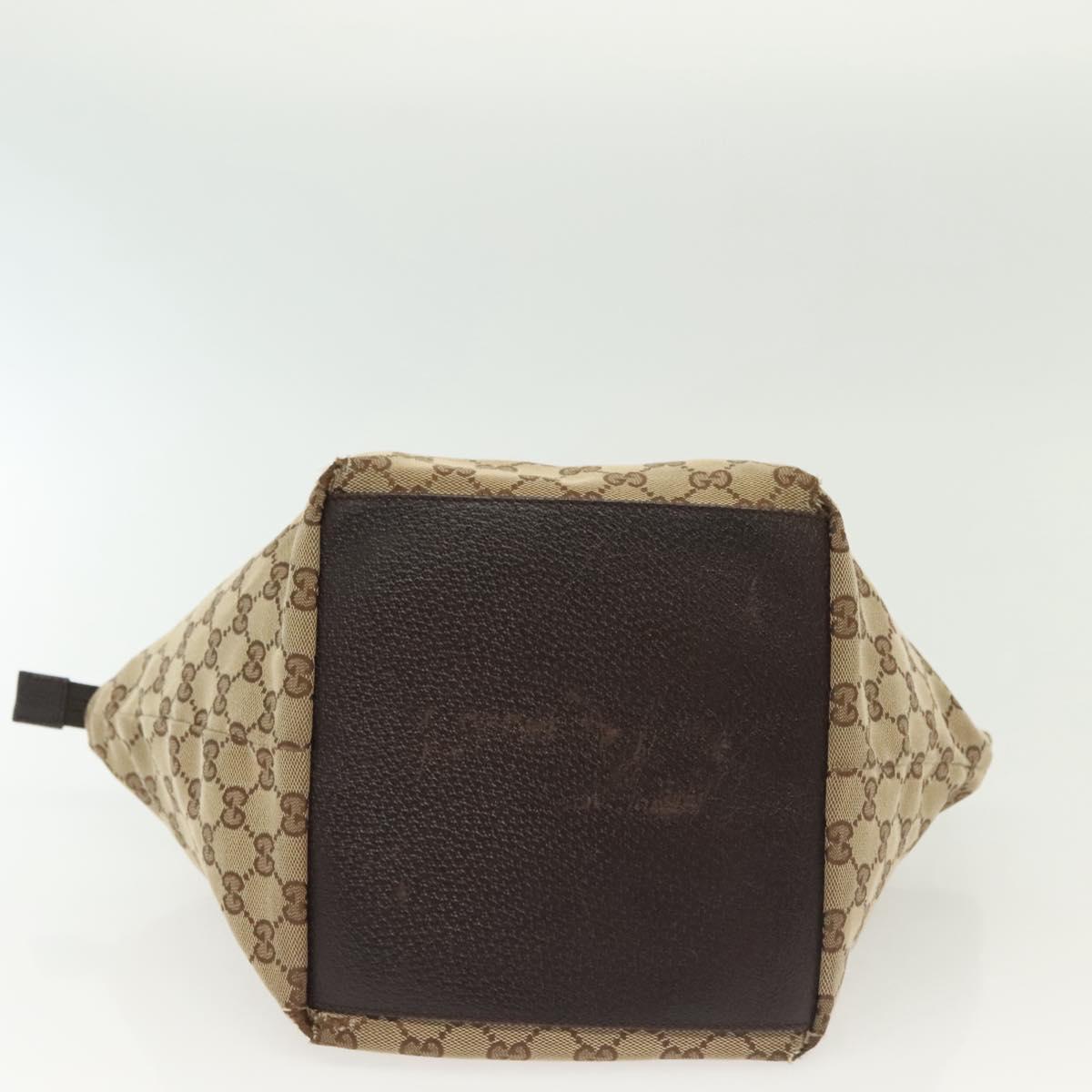 GUCCI GG Canvas Web Sherry Line Tote Bag Gold Beige 131228 Auth BA4742