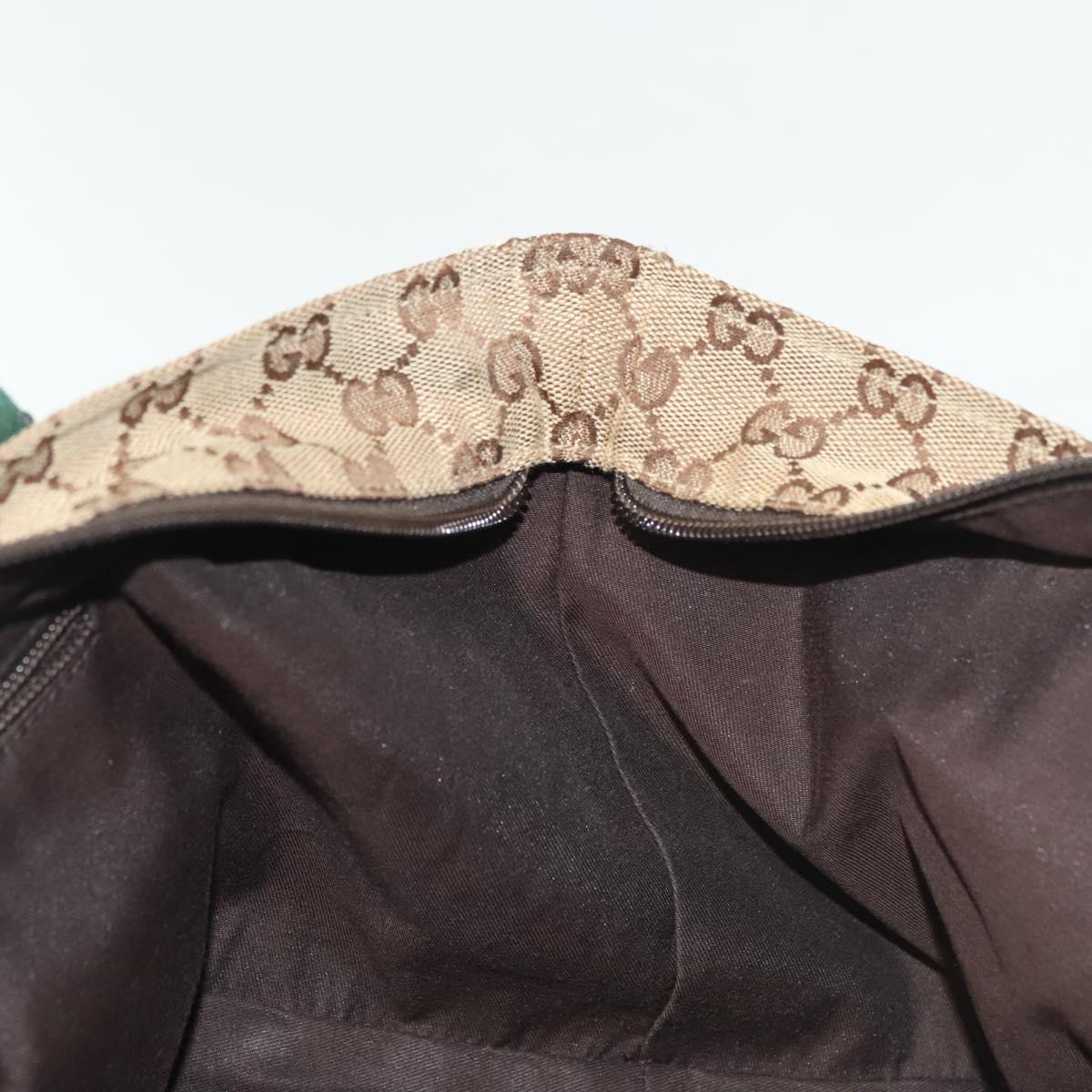 GUCCI GG Canvas Web Sherry Line Tote Bag Gold Beige 131228 Auth BA4742