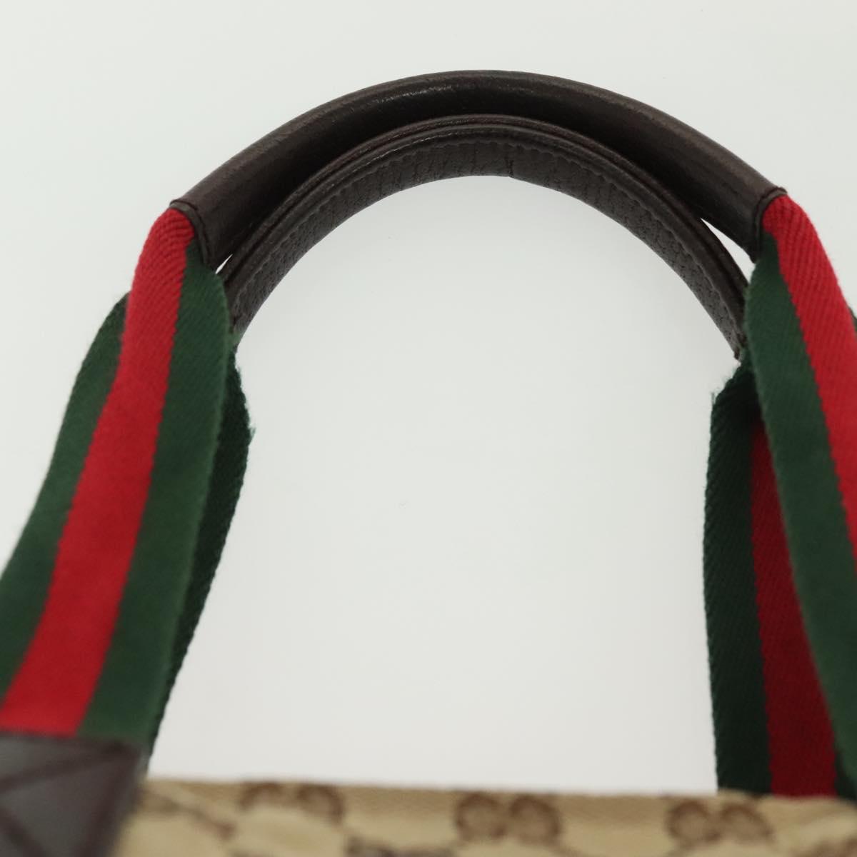 GUCCI GG Canvas Web Sherry Line Tote Bag Gold Beige 131228 Auth BA4742