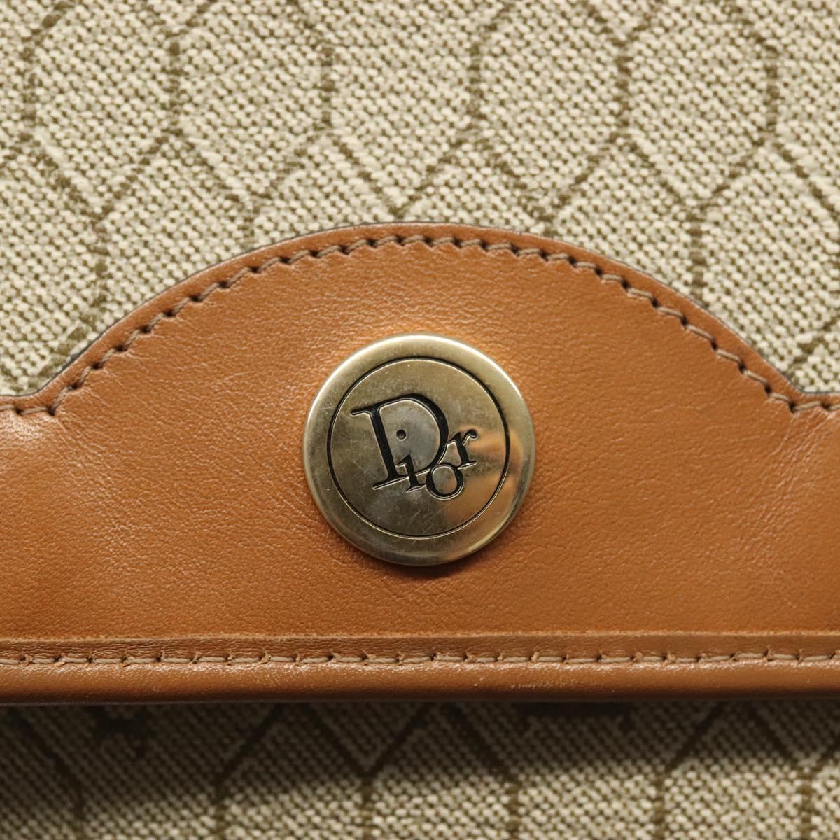 Christian Dior Honeycomb Canvas Chain Shoulder Bag PVC Beige Gold Auth BA4743