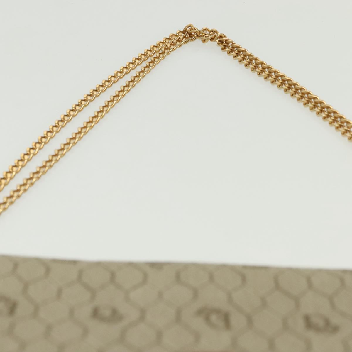Christian Dior Honeycomb Canvas Chain Shoulder Bag PVC Beige Gold Auth BA4743