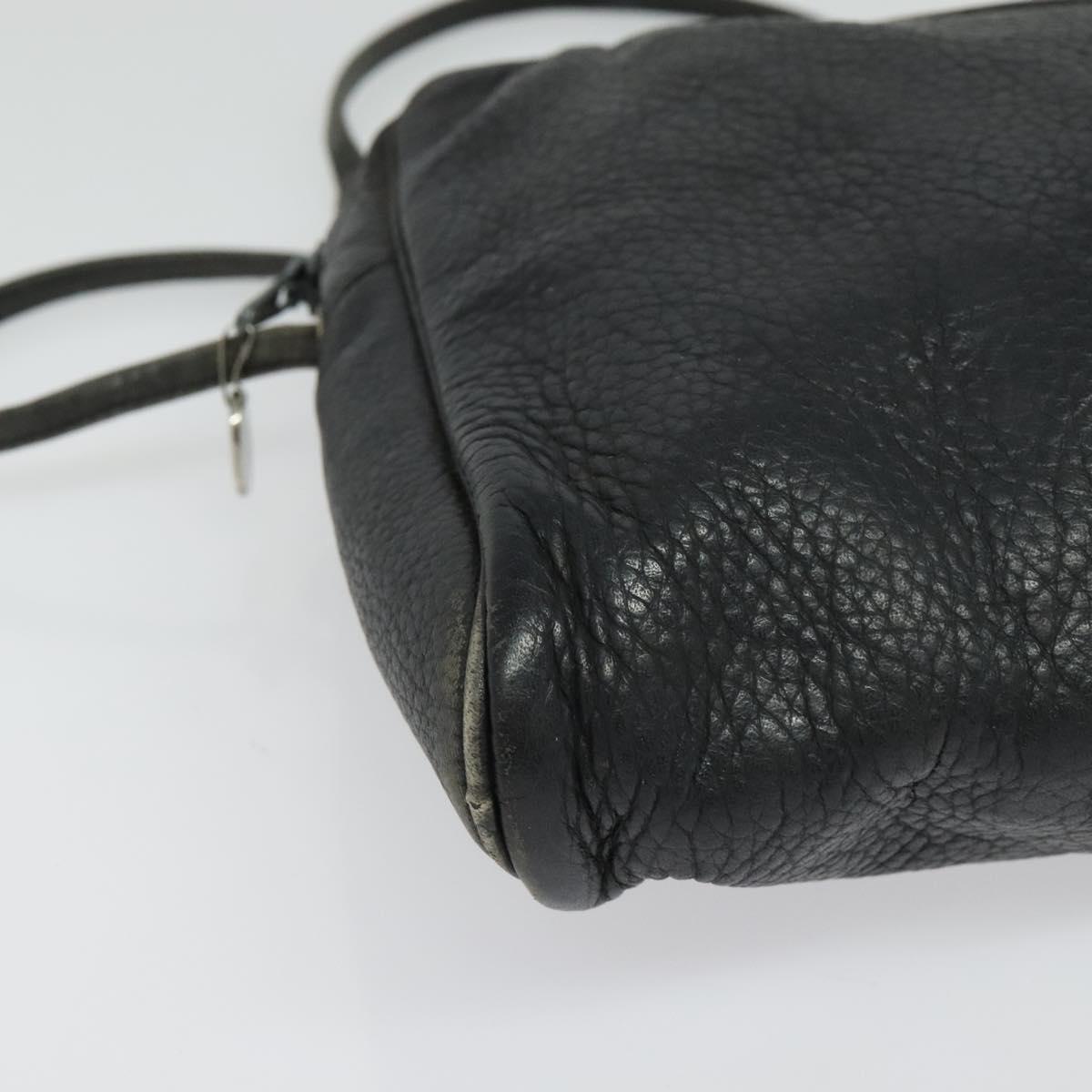 Christian Dior Shoulder Bag Leather Black Silver Auth BA4744