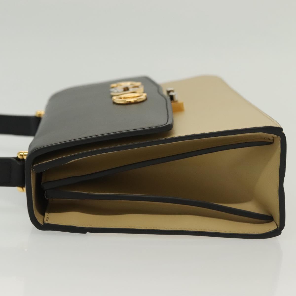 GUCCI Horsebit Zumi Shoulder Bag Leather Beige Gold Silver 576388 Auth BA4748