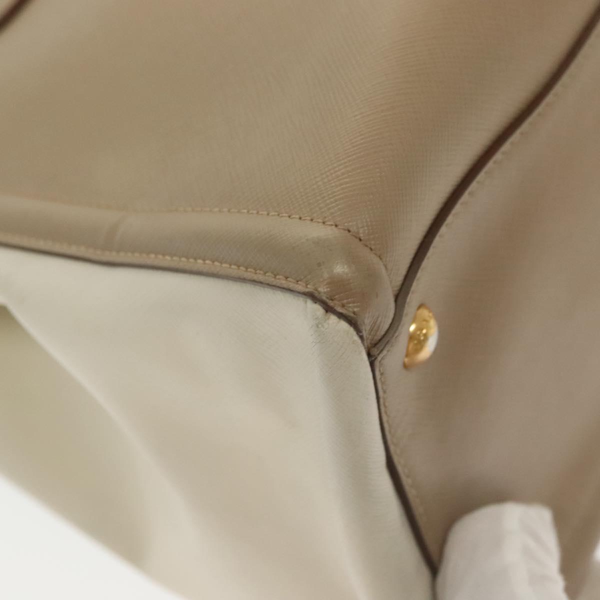 PRADA Hand Bag Safiano Leather 2way Beige Gold Auth BA4750