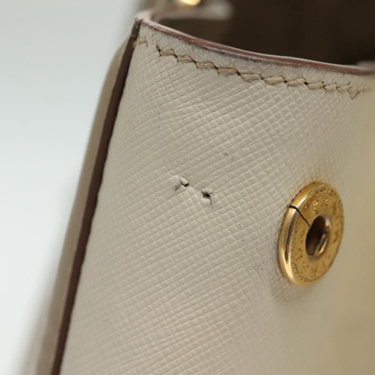 PRADA Hand Bag Safiano Leather 2way Beige Gold Auth BA4750