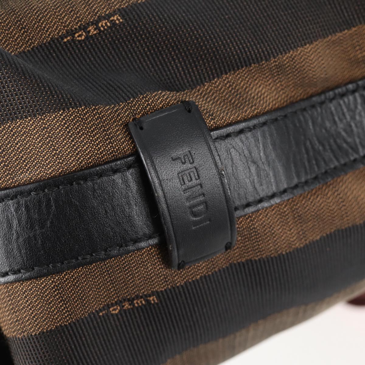 FENDI Pecan Canvas Backpack Brown Black Auth BA4760