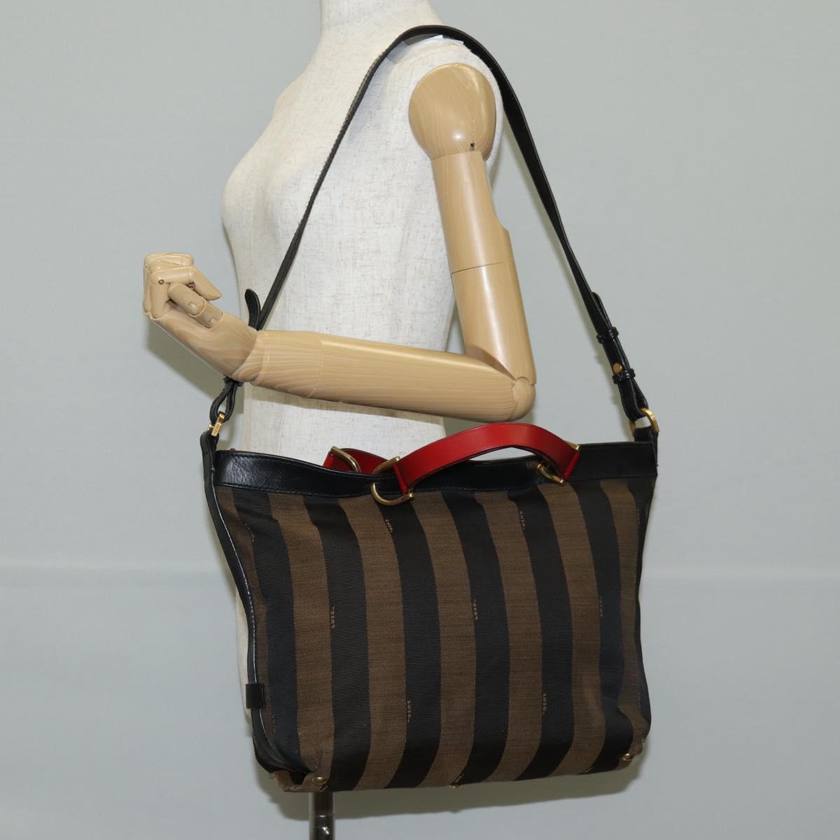 FENDI Pecan Canvas Backpack Brown Black Auth BA4760